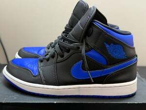 Air Jordan 1 Mid 'Hyper Royal' Black/Blue Sneakers Size 9.5